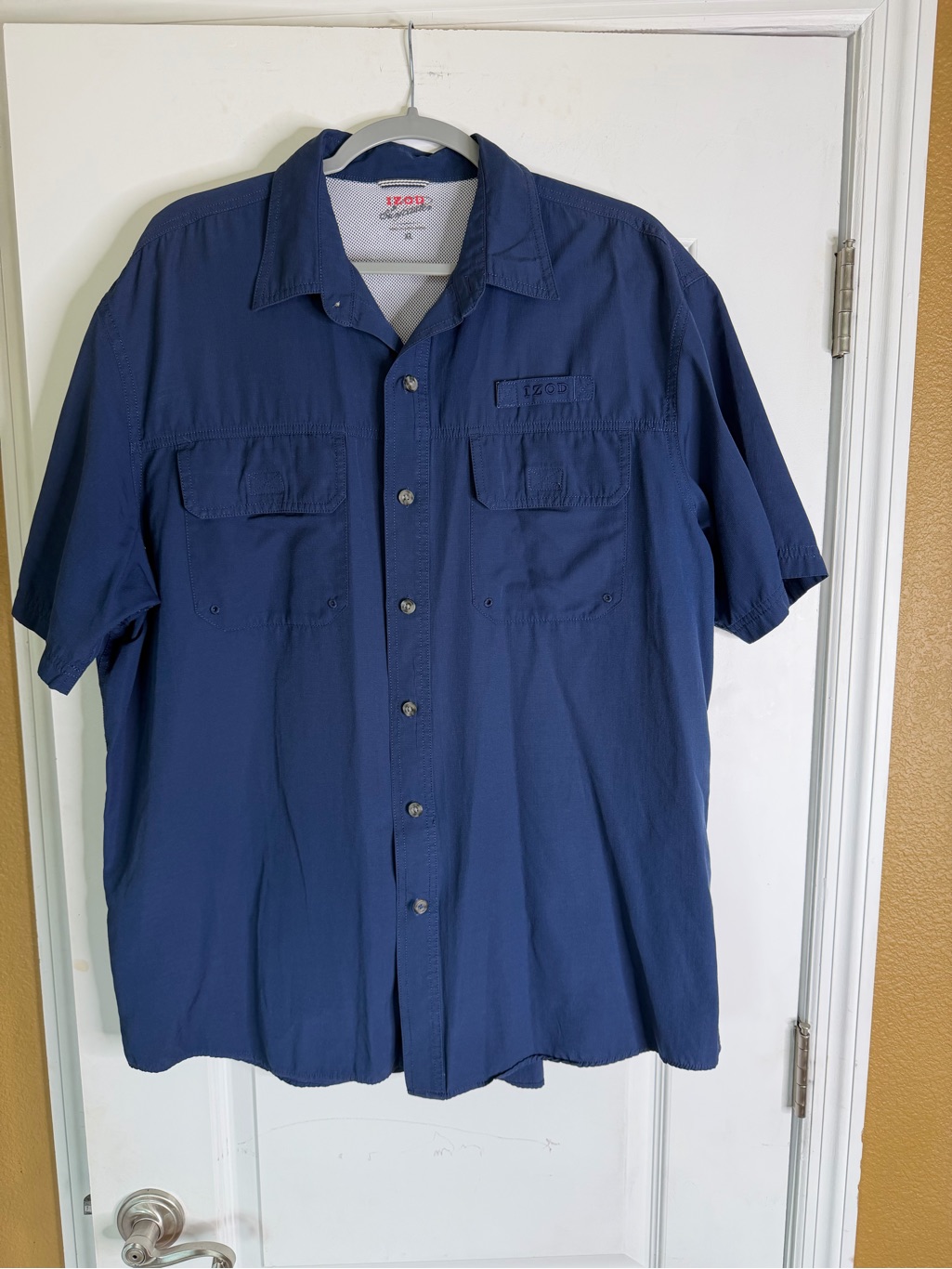 Izod Saltwater Surfcaster Navy Vented Fishing Shirt Size L